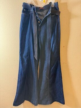 7 For All Mankind Dark Blue Bootcut Jeans with Self Tie